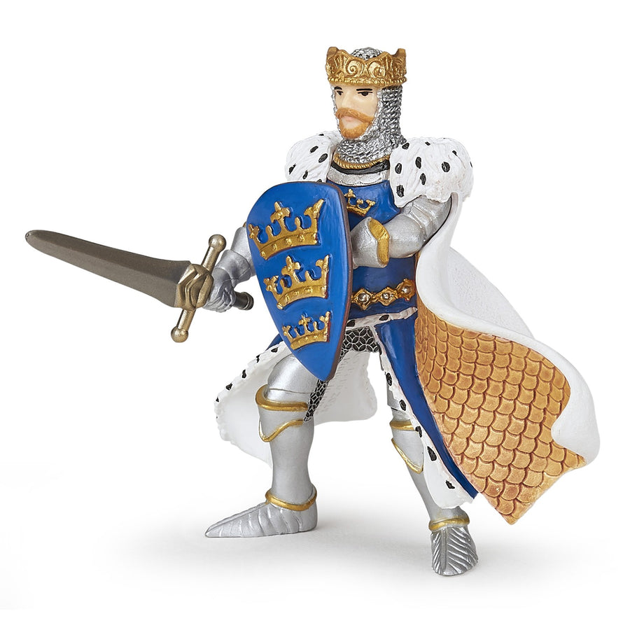 Roi Arthur bleu Papo en PVC, Collection Médiéval, jouet éducatif idéal pour enfants et collectionneurs
