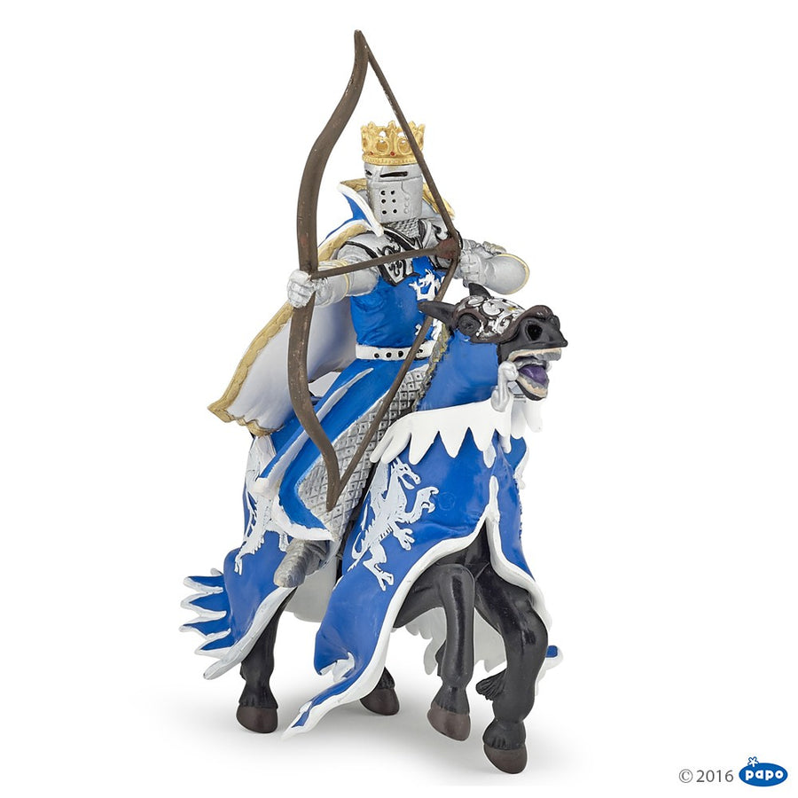 Cheval du roi au dragon bleu Papo en PVC, Collection Médiéval, jouet éducatif idéal pour enfants et collectionneurs