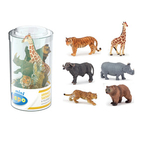 Mini PLUS Sauvages Lot 2 (Tube, 6 pcs) Papo en PVC, Collection MINI PAPO, jouet éducatif idéal pour enfants