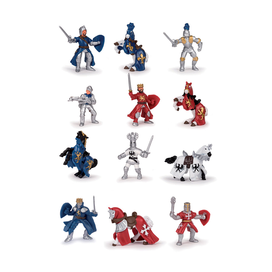 Mini PLUS Chevaliers (Tube, 12 pcs) Papo en PVC, Collection MINI PAPO, jouet éducatif idéal pour enfants