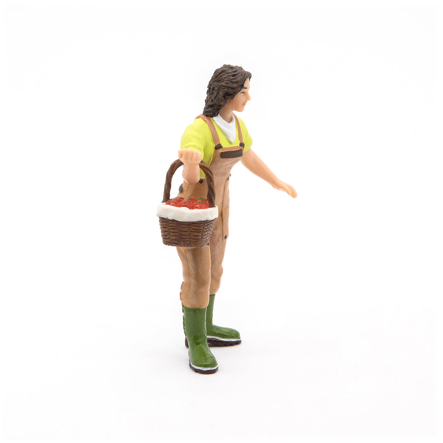 Fermière au panier Papo en PVC, Collection Vie à la ferme, jouet éducatif idéal pour enfants et collectionneurs