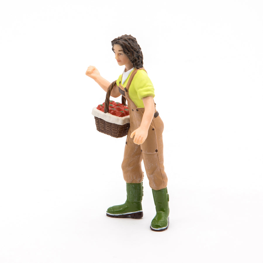Fermière au panier Papo en PVC, Collection Vie à la ferme, jouet éducatif idéal pour enfants et collectionneurs