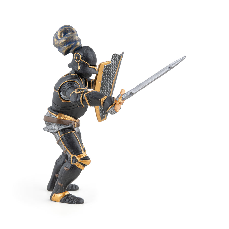 Chevalier en armure noire Papo en PVC, Collection Médiéval, jouet éducatif idéal pour enfants et collectionneurs