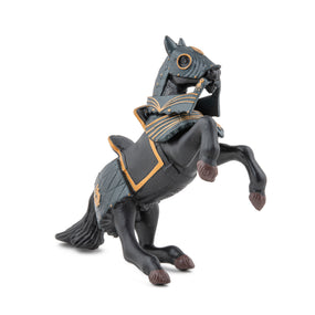 Cheval en armure noire Papo en PVC, Collection Médiéval, jouet éducatif idéal pour enfants et collectionneurs