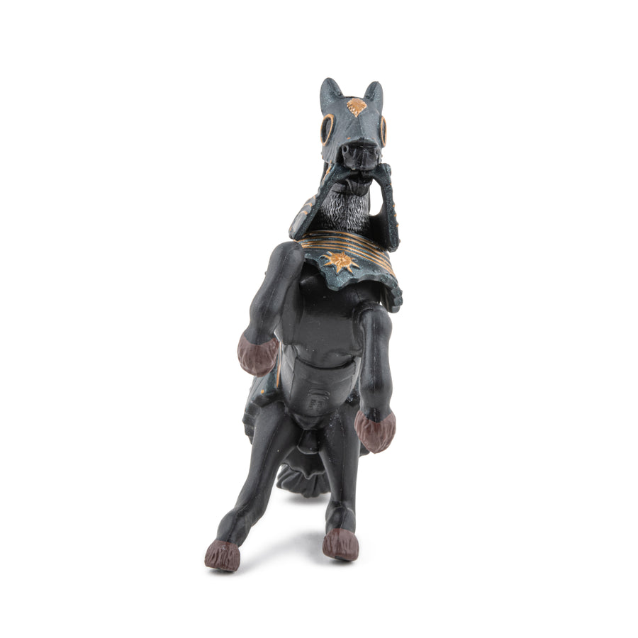 Cheval en armure noire Papo en PVC, Collection Médiéval, jouet éducatif idéal pour enfants et collectionneurs