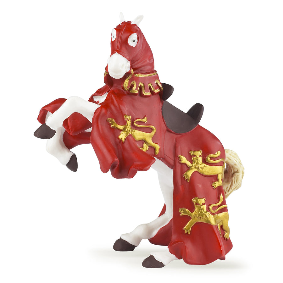 Cheval du roi Richard rouge Papo en PVC, Collection Médiéval, jouet éducatif idéal pour enfants et collectionneurs