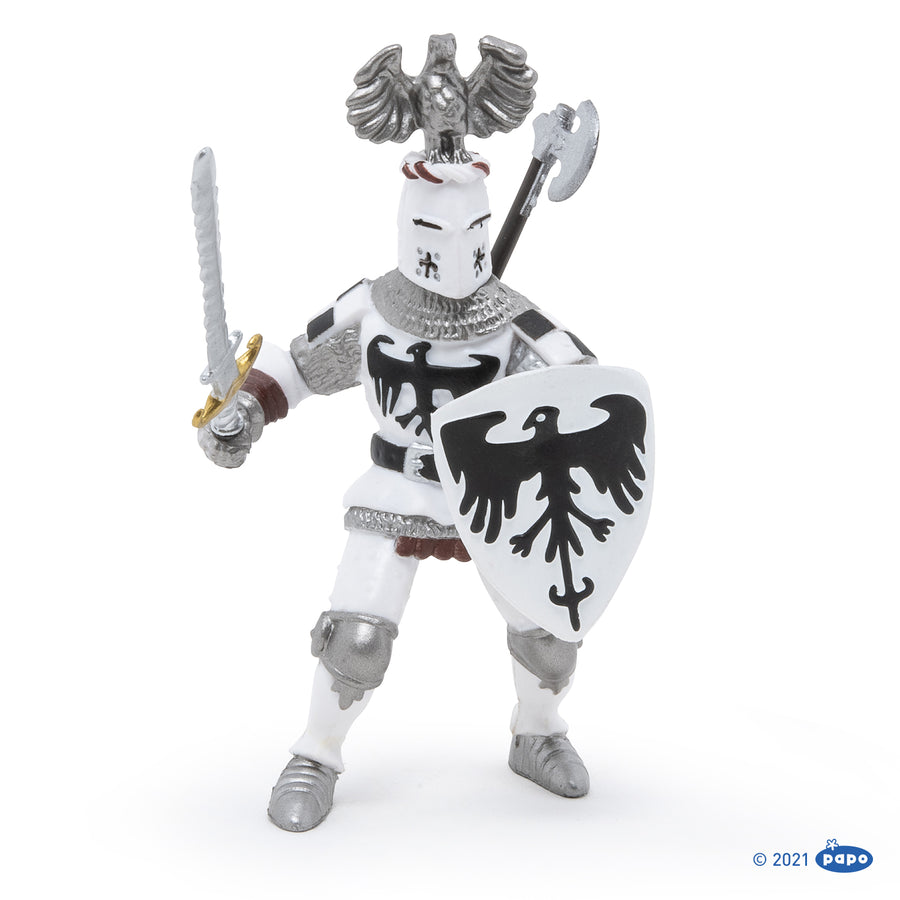 Chevalier blanc au cimier Papo en PVC, Collection Médiéval, jouet éducatif idéal pour enfants et collectionneurs