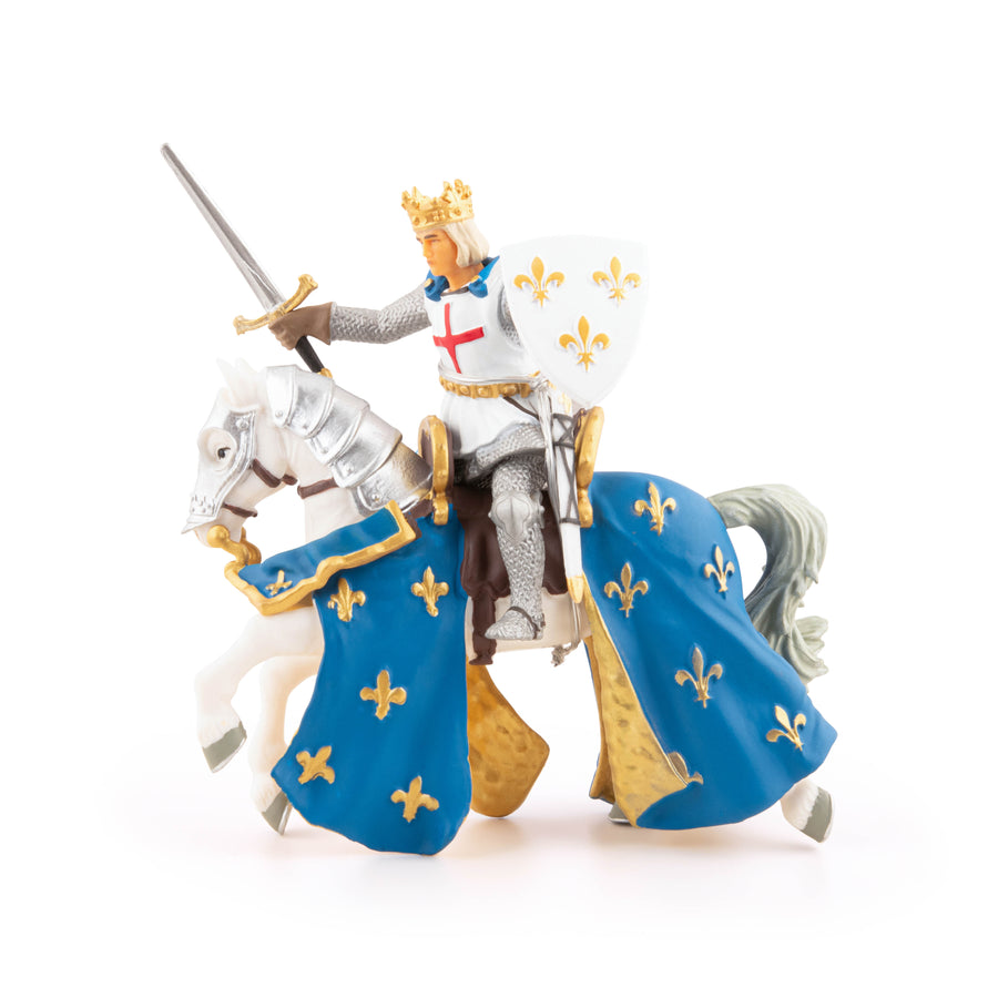 Saint Louis et son cheval Papo en PVC, Collection Personnage historiques, jouet éducatif idéal pour enfants et collectionneurs