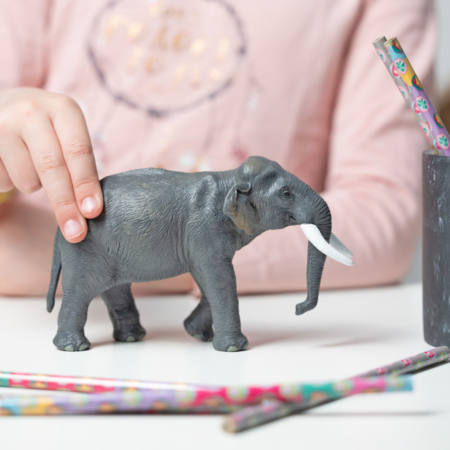 Figurine Éléphant d'Asie Papo en PVC, thème savane, Collection Animaux sauvages, jouet éducatif idéal pour enfants et collectionneurs