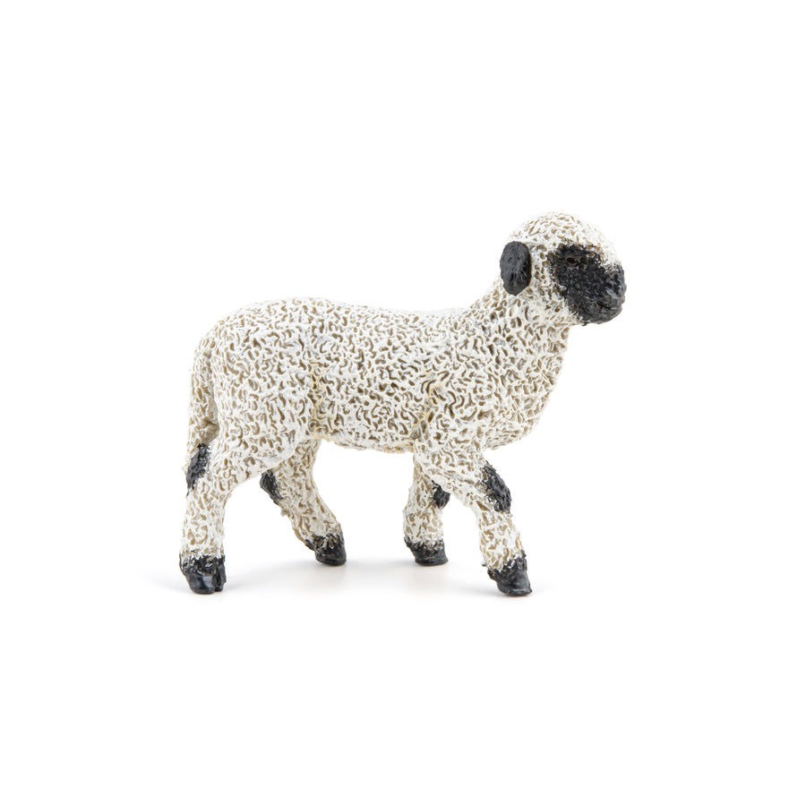 Agneau nez noir du Valais Papo en PVC, Collection Vie à la ferme, jouet éducatif idéal pour enfants et collectionneurs