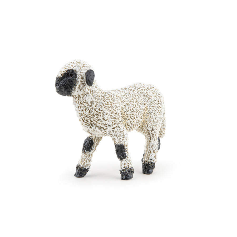 Agneau nez noir du Valais Papo en PVC, Collection Vie à la ferme, jouet éducatif idéal pour enfants et collectionneurs