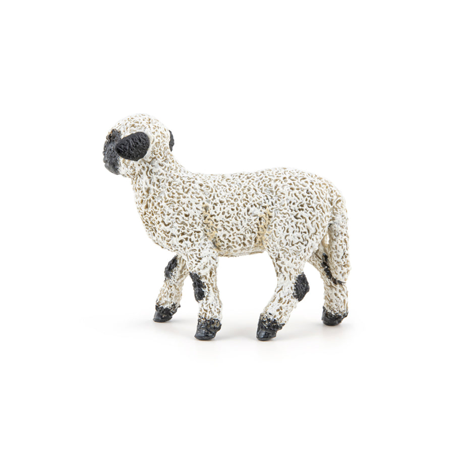 Agneau nez noir du Valais Papo en PVC, Collection Vie à la ferme, jouet éducatif idéal pour enfants et collectionneurs