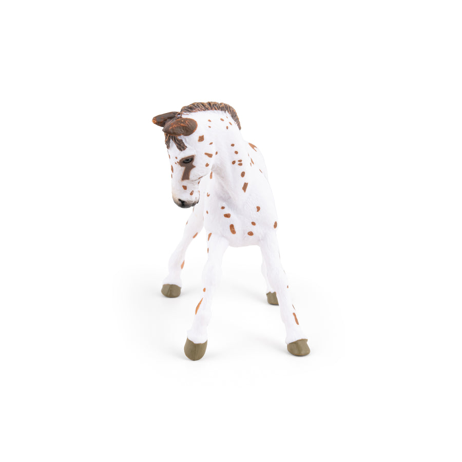 Poulain appaloosa brun Papo en PVC, Collection chevaux, jouet éducatif idéal pour enfants et collectionneurs
