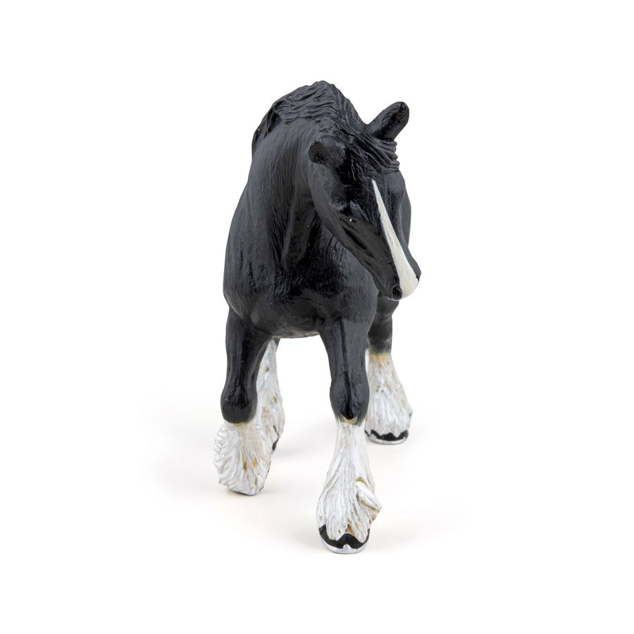 Etalon shire noir Papo en PVC, Collection chevaux, jouet éducatif idéal pour enfants et collectionneurs