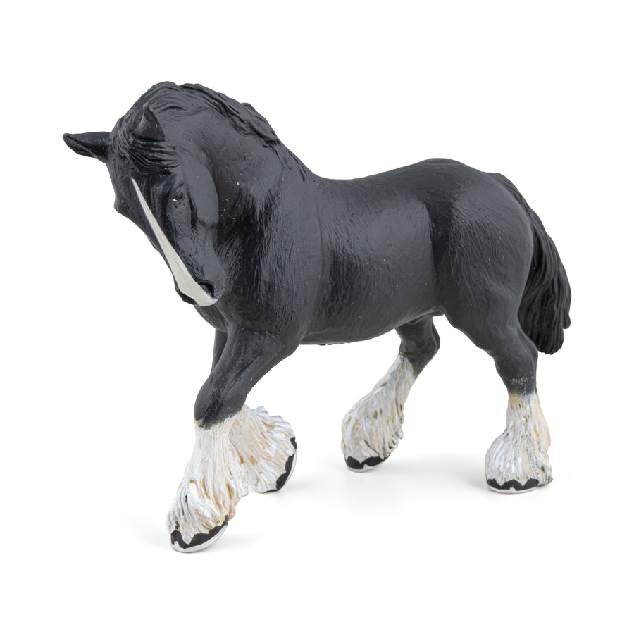Etalon shire noir Papo en PVC, Collection chevaux, jouet éducatif idéal pour enfants et collectionneurs