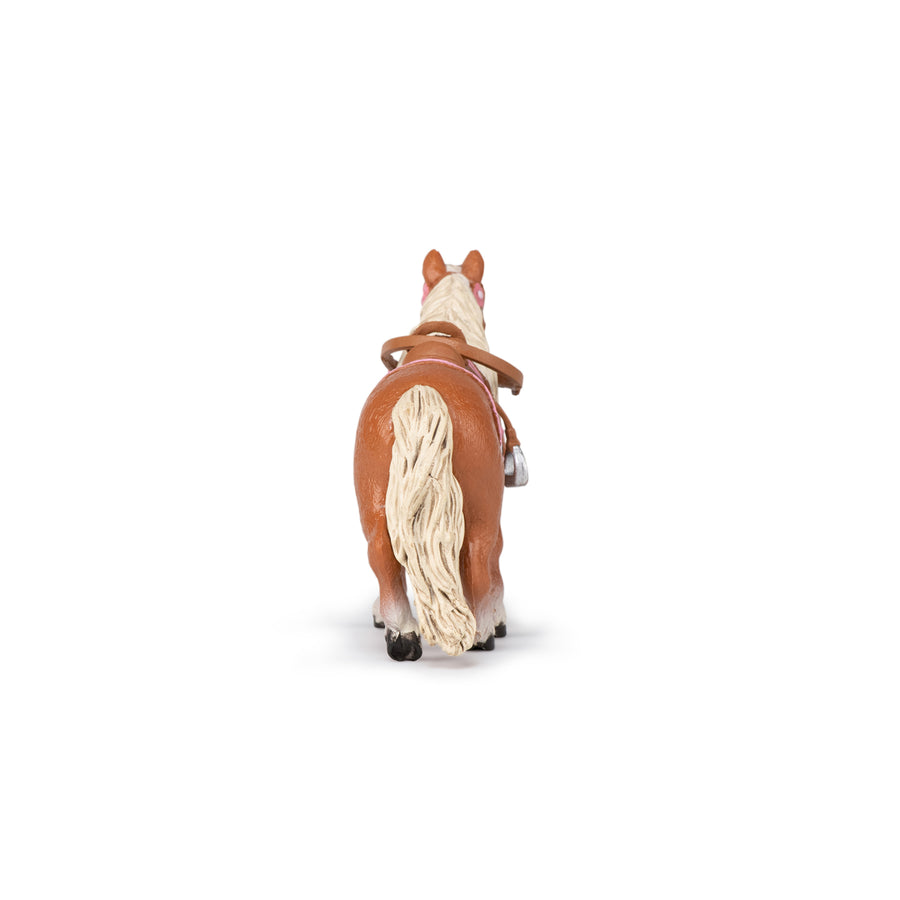 Figurine Poney Shetland avec selle Papo en PVC, Collection chevaux, jouet éducatif idéal pour enfants et collectionneurs
