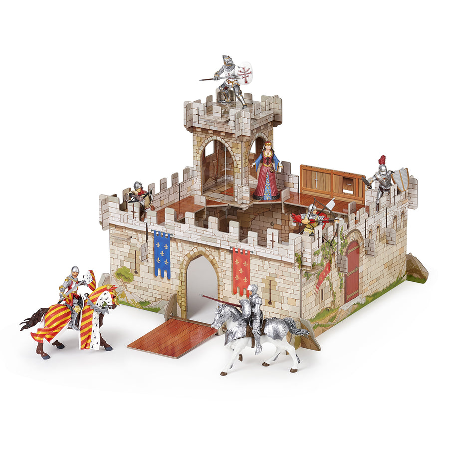 Le Château du Prince Philippe Papo en carton renforcé, Collection Médiéval, décor pour figurines, idéal pour enfants